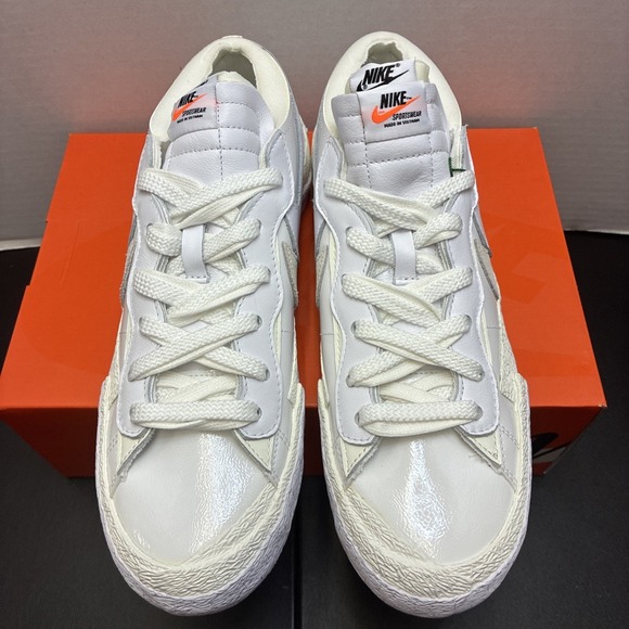 Nike Sacai x Blazer Low White Patent Mens 10 Womens 11.5 - Picture 3 of 16
